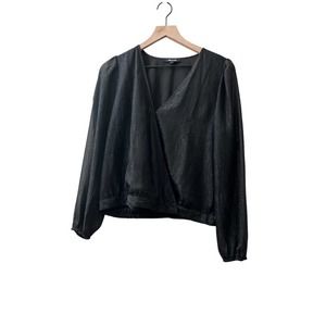 Madewell Black Shimmer Lyric Wrap Top Size Large Style #AF678
